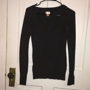 Dark Gray V Neck Pullover Sweater XS